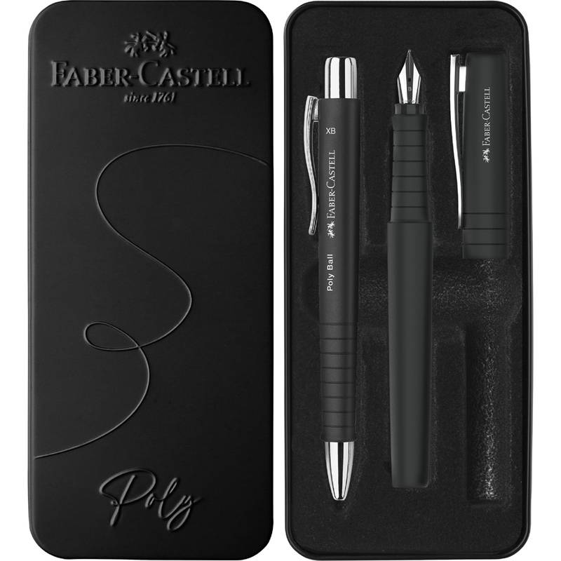 FABER-CASTELL - Set Poly Ball Pen schwarz Füller+KS-0