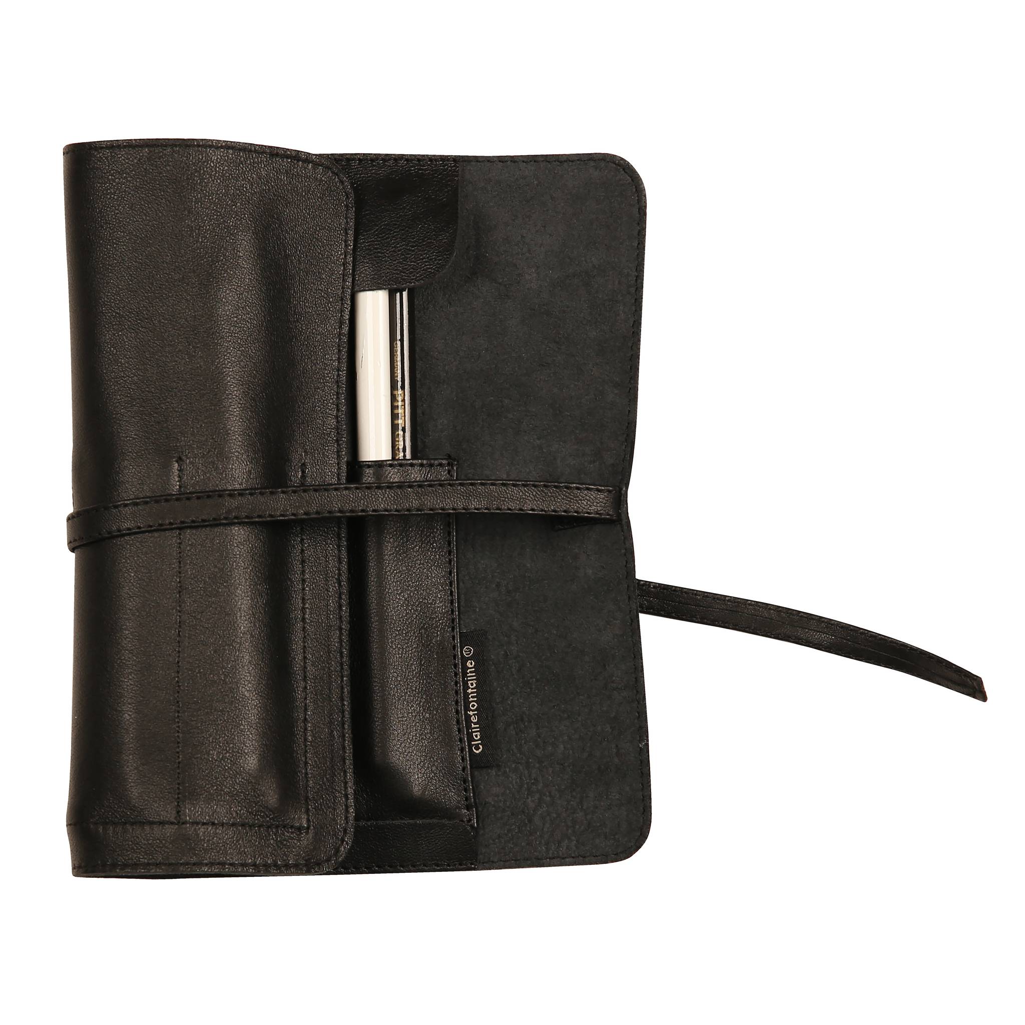 Clairefontaine 3x Rollmäppchen 26,7x24 cm, Leder, Flying Spirit Schwarz 930026C-3