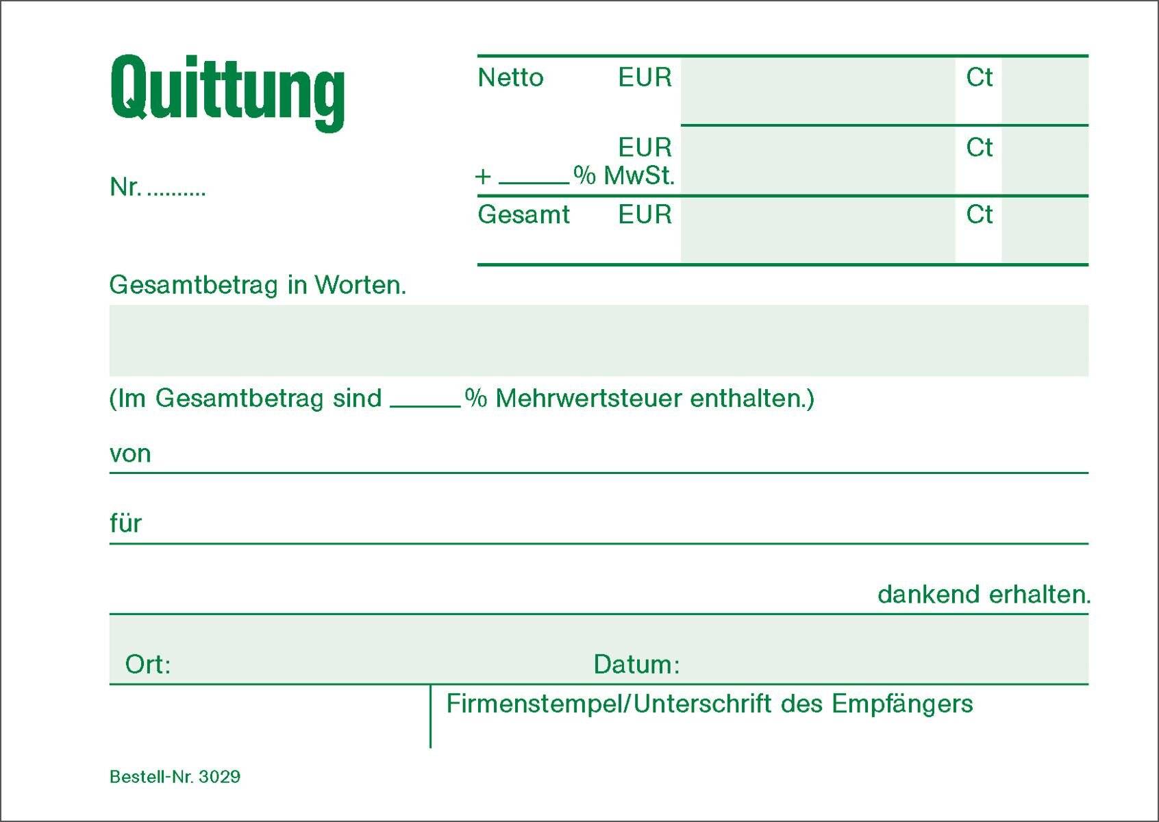 RNK - Quittung mit MwSt. separat ausgewiesen fortlaufenden Nummern Formularbuch - A6-5