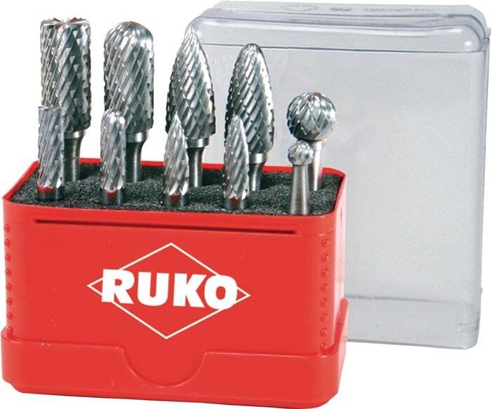 RUKO Frässtiftsatz Schaft-Ø 6 mm 10 teilig HM Verzahnung-5