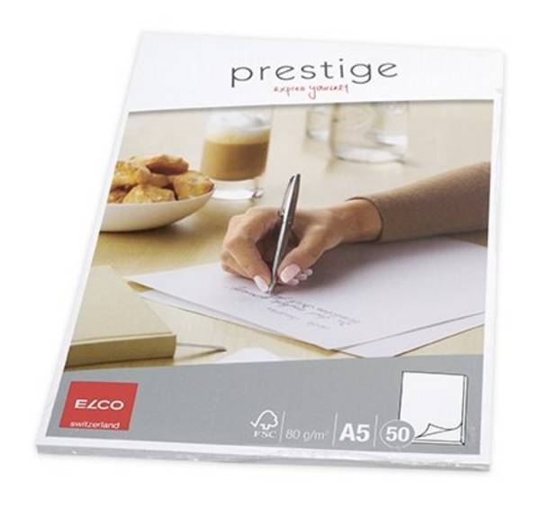 Schreibblock Prestige - DIN A5, blanko, weiß, 50