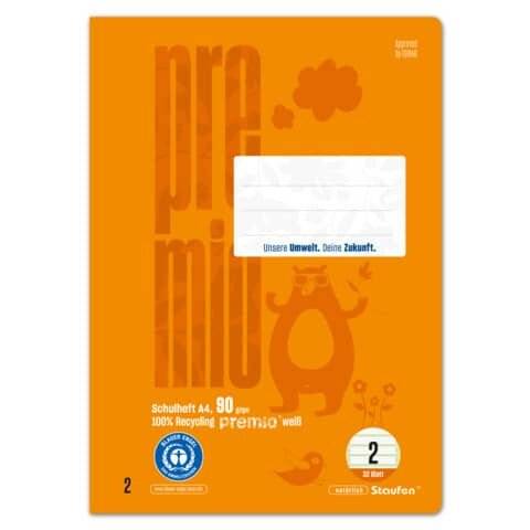 Heft, A4, 90g/m², 32 Blatt, Lin.2, liniert PREMIO 04078400-0