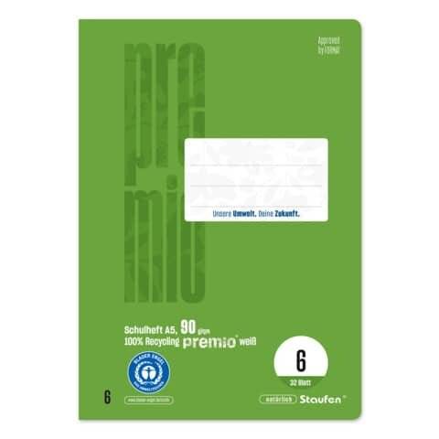Heft, A5, 90g/m², 32 Blatt, Lin.6, blanko PREMIO 040781006-0