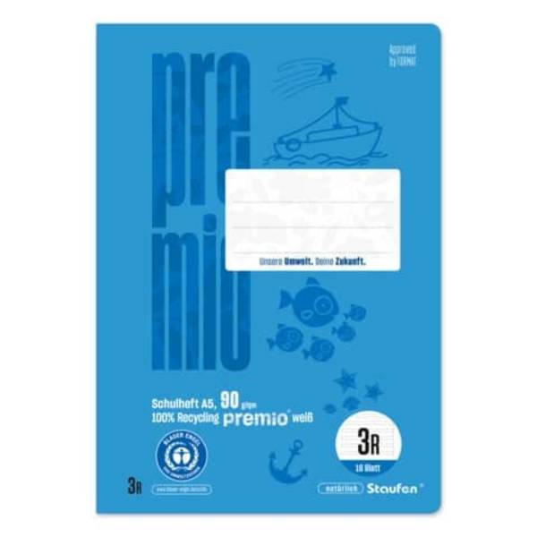 Heft, A5, 90g/m², 16 Blatt, Lin.3, liniert PREMIO 04078003