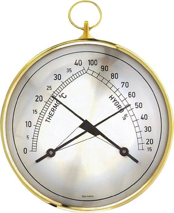 Thermo-Hygrometer Messber.0 b.40GradC/Luft 15-99% T.35mm Messingring-1