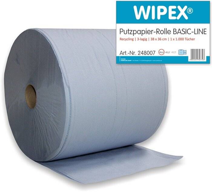 Putztuch Basic-Line L.ca.360 mmxB.ca.380mm blau 3-lagig 1 Rolle/ VE WIPEX-2