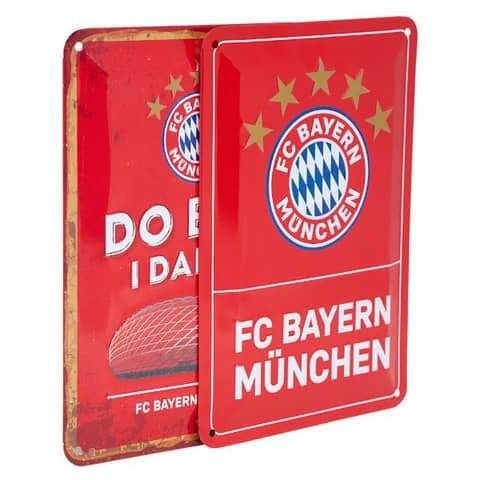 Metallschild 2er-Set Logo rot FC BAYERN 29260-0