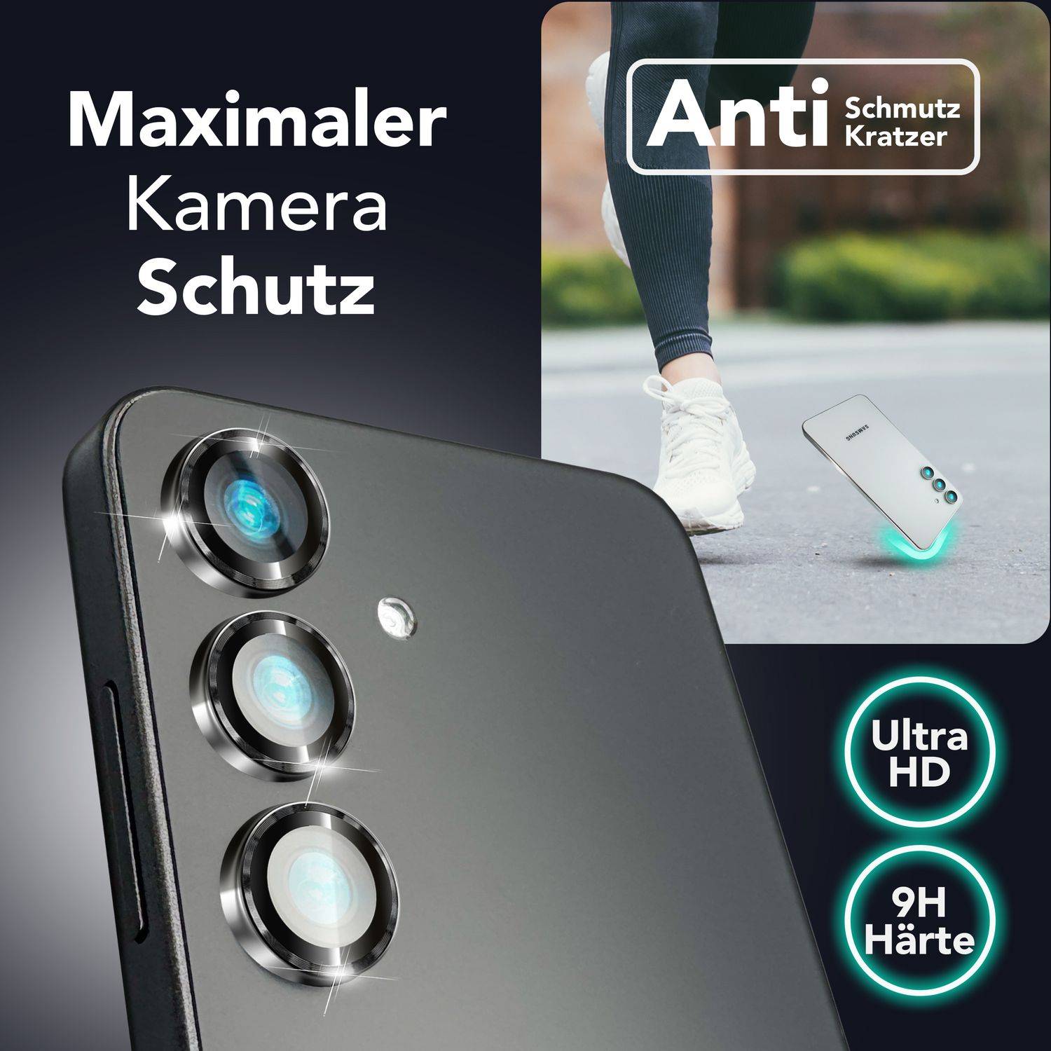 NALIA Kameraschutz „Focus.Pro CLX“ für Samsung Galaxy S25 Plus – Linsen Glas Ringe, 3 Stück-1