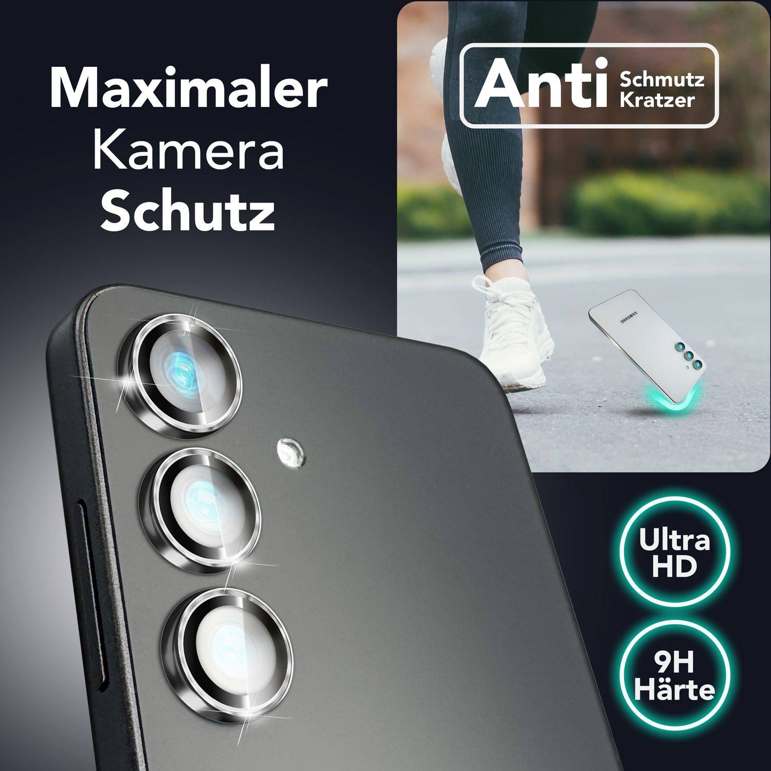 NALIA Kameraschutz „Focus.Pro CLX“ für Samsung Galaxy S25 Plus – Linsen Glas Ringe, 3 Stück-1