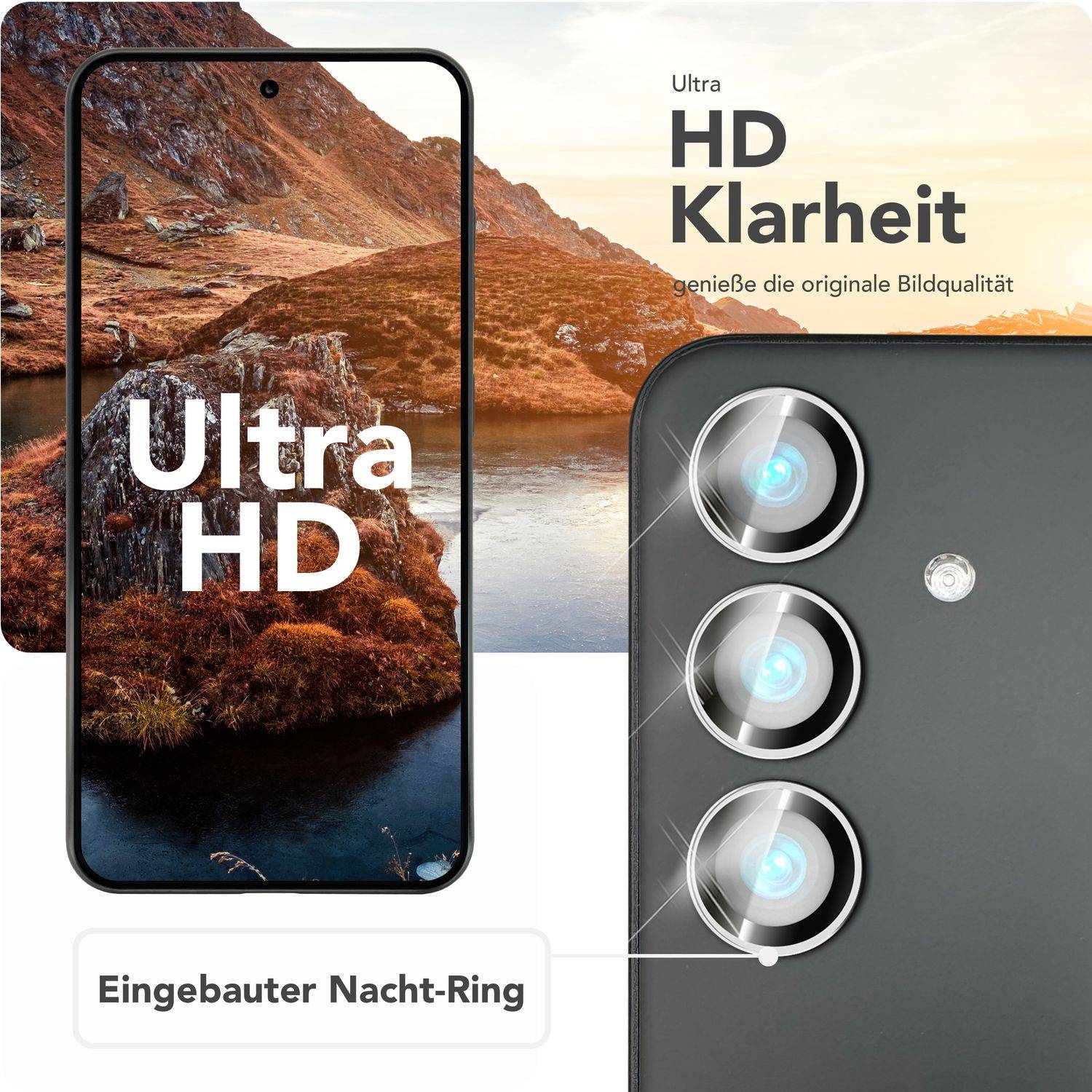 NALIA Kameraschutz „Focus.Pro CLX“ für Samsung Galaxy S25 Plus – Linsen Glas Ringe, 3 Stück-2