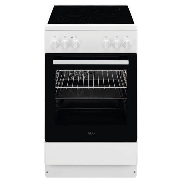 AEG Standherd CCB54091BW | Elektroherd 50cm | Glaskeramik-Kochfeld | 4 Kochzonen | 8 Heizarten | 57L | A | Weiß