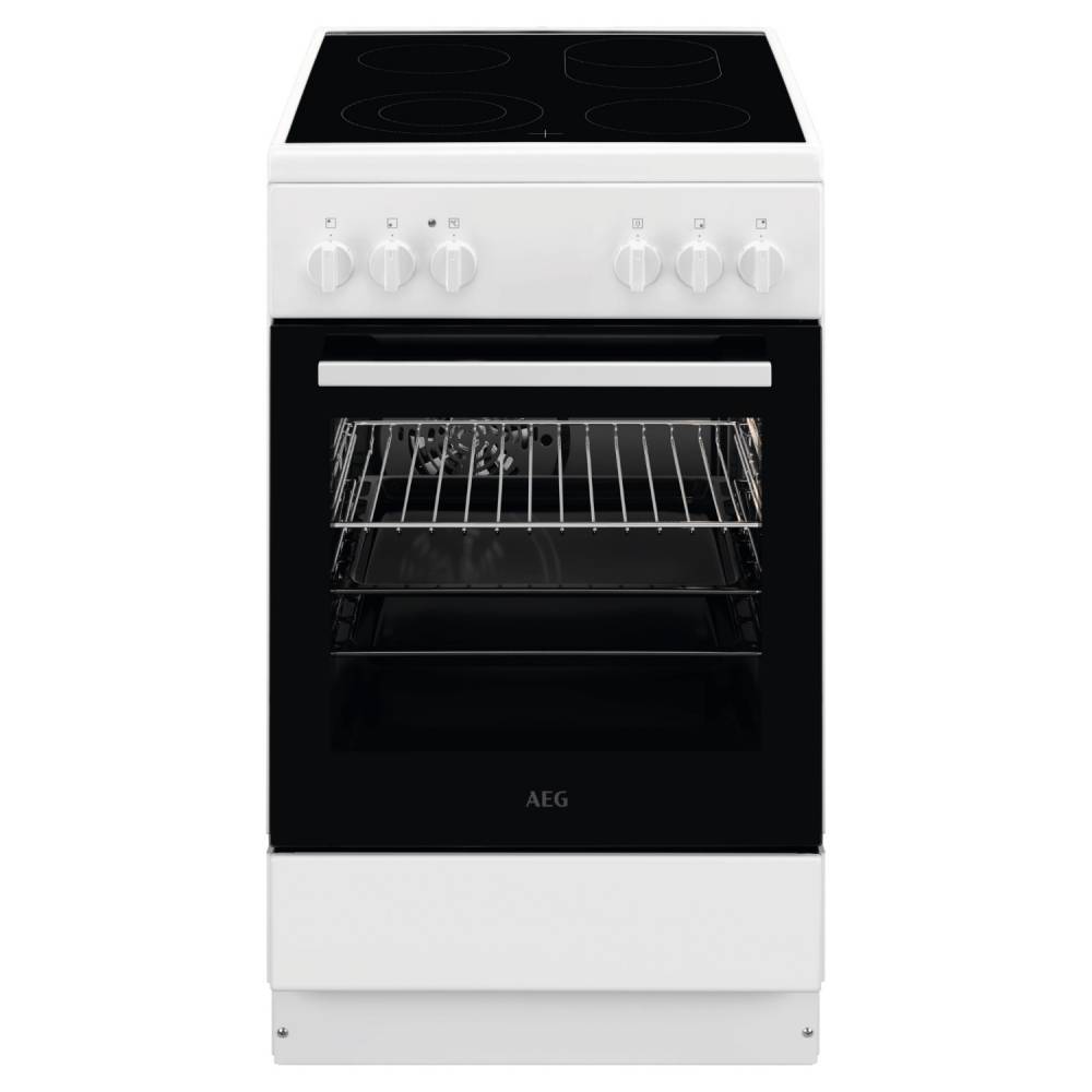AEG Standherd CCB54091BW | Elektroherd 50cm | Glaskeramik-Kochfeld | 4 Kochzonen | 8 Heizarten | 57L | A | Weiß-0