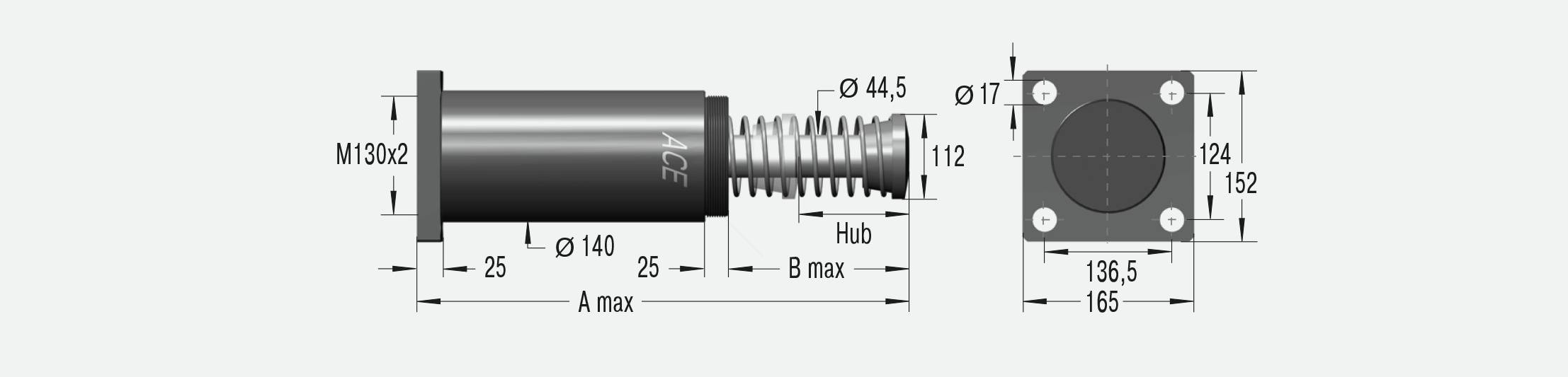 ACE Controls CA3X8EU-3R, Schwere Industriestoßdämpfer, Abbremsen von Schwerlasten-2