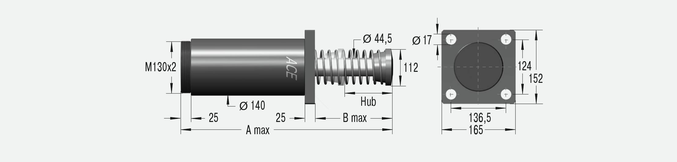 ACE Controls CA3X5EU-4F, Schwere Industriestoßdämpfer, Abbremsen von Schwerlasten-2