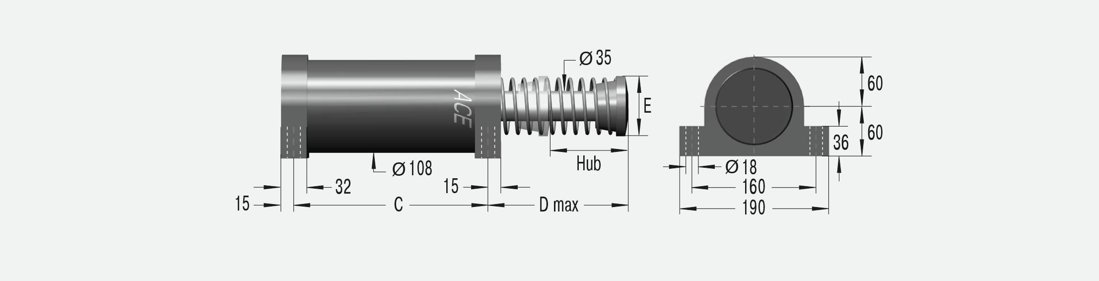 ACE Controls CA2X10EU-2SM, Schwere Industriestoßdämpfer, Abbremsen von Schwerlasten-2