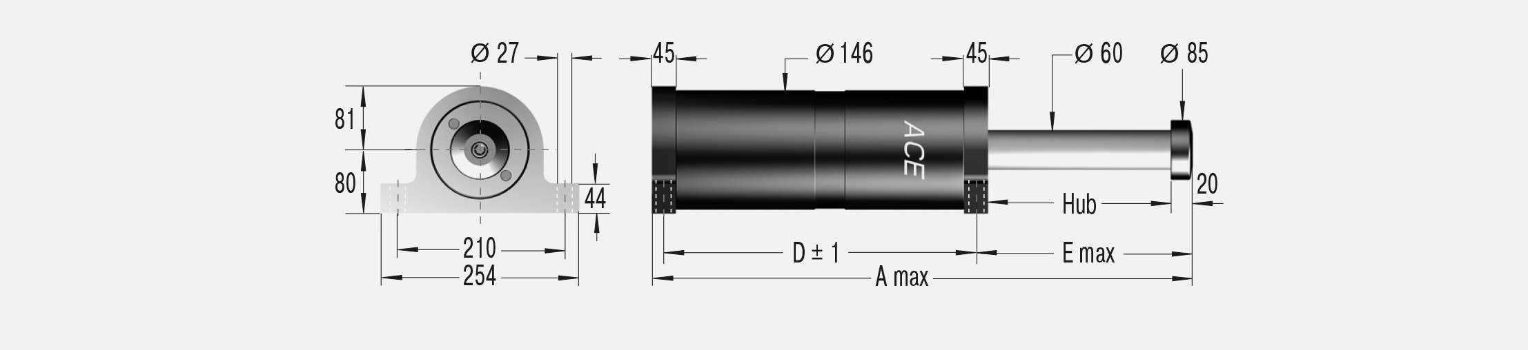 ACE Controls SDH63-1200EU-S, Sicherheitsstoßdämpfer, Kleine Stützkräfte durch lange Hübe-2
