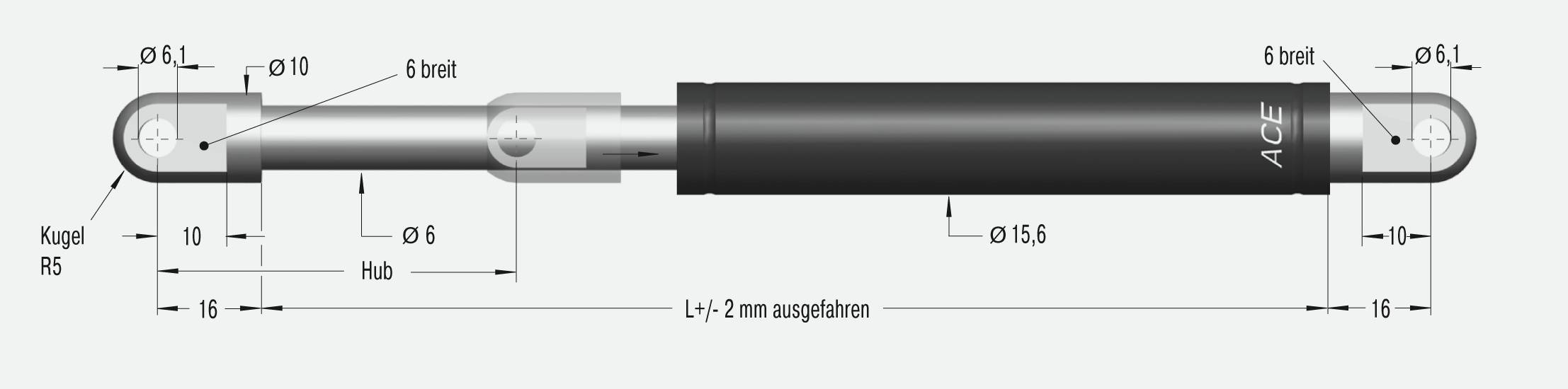 ACE Controls GS-15-120, Industrie-Gasdruckfedern, Individuelle Hübe und Ausschubkräfte-2