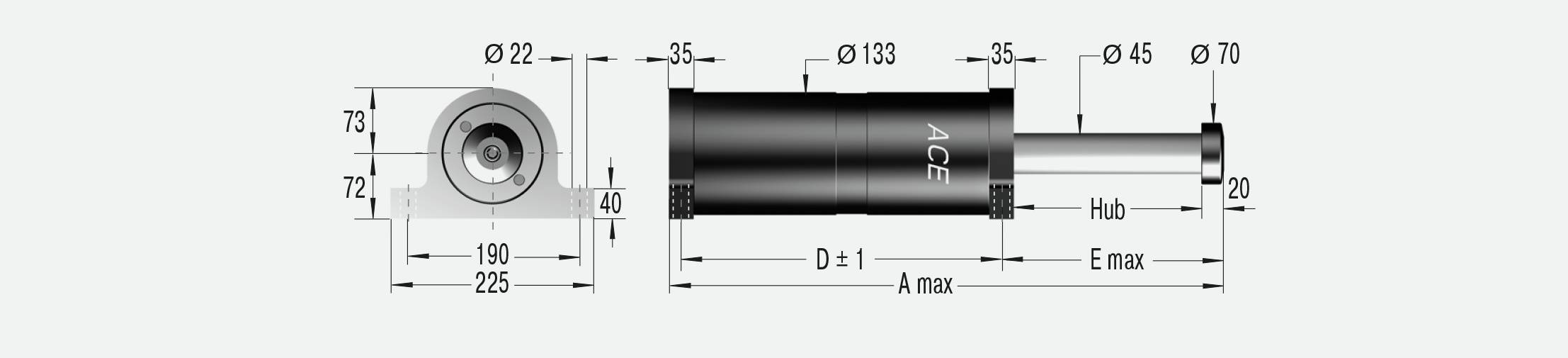 ACE Controls SDH50-200EU-S, Sicherheitsstoßdämpfer, Kleine Stützkräfte durch lange Hübe-2