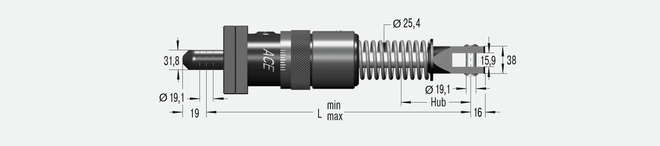 ACE Controls A11/2X61/2EUC, Schwere Industriestoßdämpfer, Abbremsen von Schwerlasten und stufenlose Anpassung-2