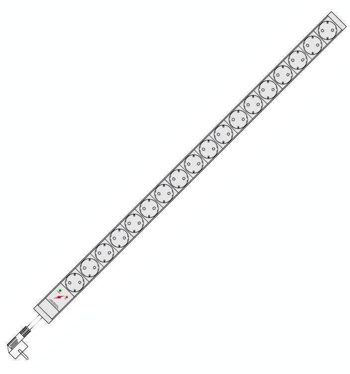 Serverschrank-Steckdosenleiste von - 18-fach Schuko-Dosen - Aluminium-Korpus-0
