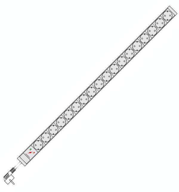 Serverschrank-Steckdosenleiste von - 18-fach Schuko-Dosen - Aluminium-Korpus