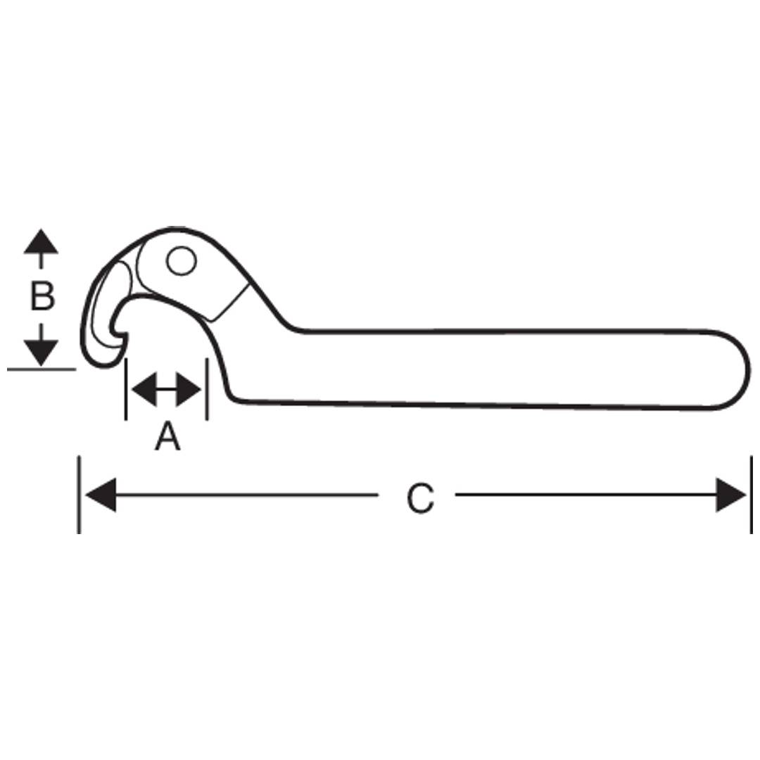 Bahco Verstellbarer Stift-Hakenschlüssel, 150 bis 230 mm, mit Chrom-Beschichtung, 465 mm-1