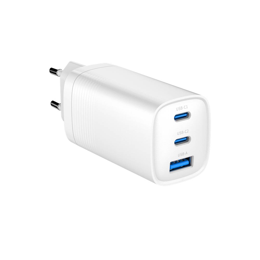Gembird Netzteil - 65 Watt - 4.8 A - PD, QC 3.0 - 3 Ausgabeanschlussstellen (USB, USB-C)