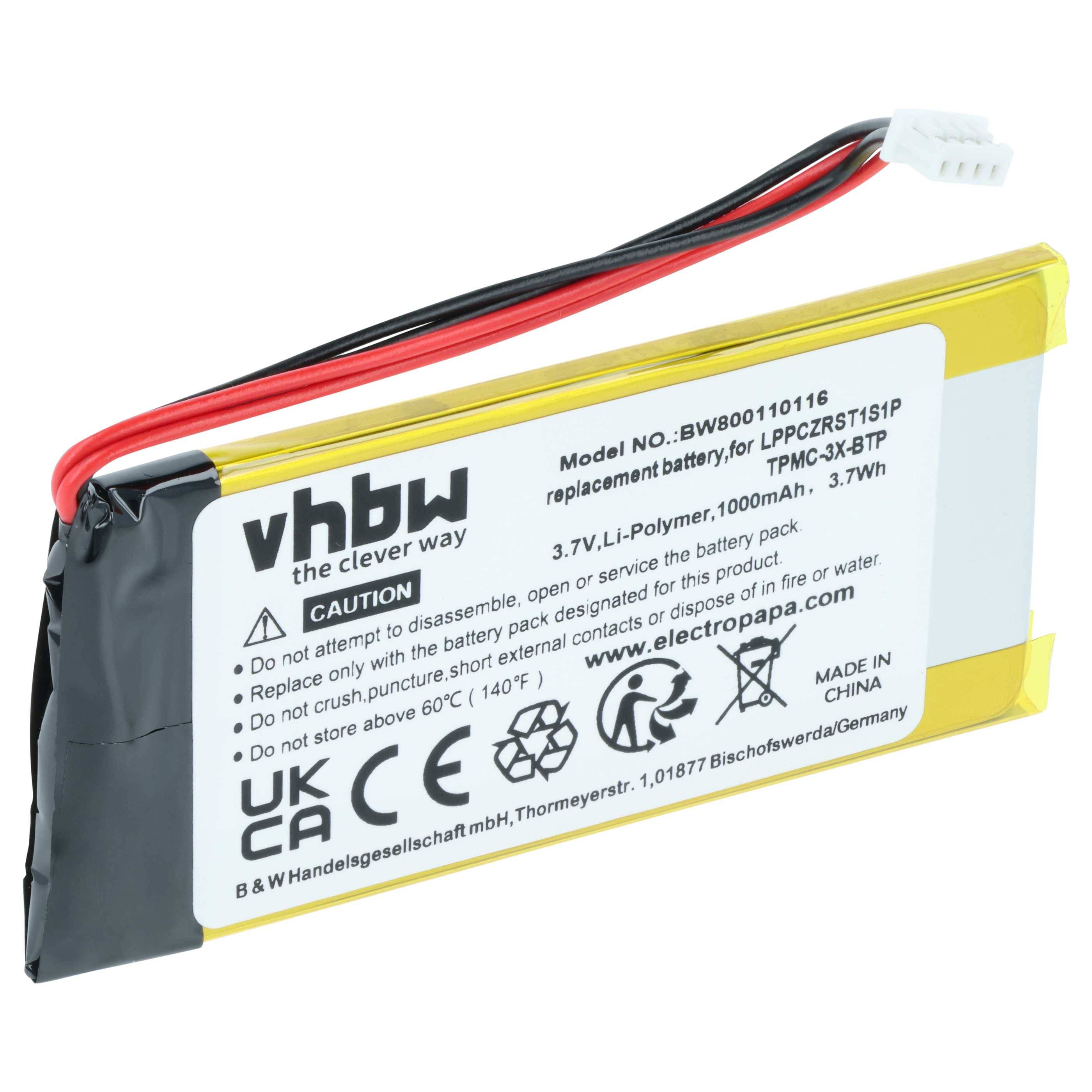 vhbw Akku kompatibel mit Creston TPMC-3X Touchpanel | MTX-3, Prodigy PTX3, TPMC-3X-L Fernbedienung Remote Control (1000-0