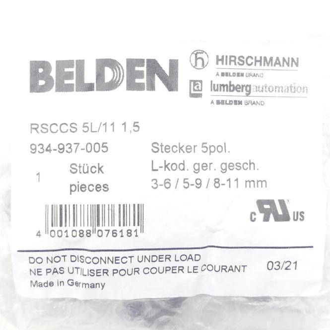 Hirschmann Stecker 934-937-005 (RSCCS 5L/11)-1