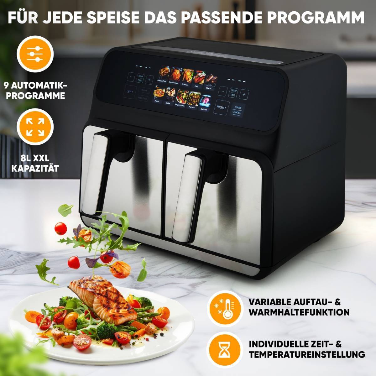CLATRONIC - PC-FR 1287 H inox Heißluft-Fritteuse 8 l Edelstahl Schwarz-3