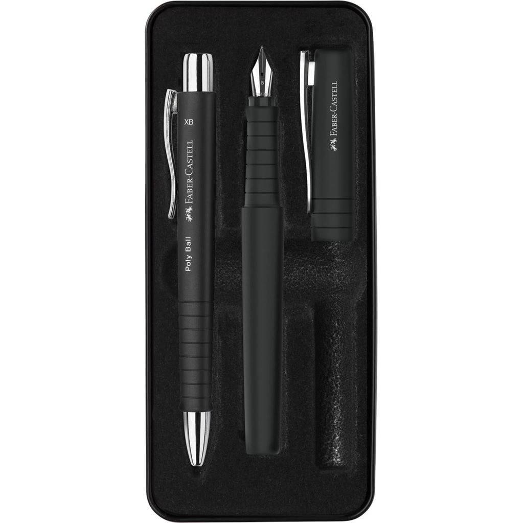 FABER-CASTELL - Set Poly Ball Pen schwarz Füller+KS-1