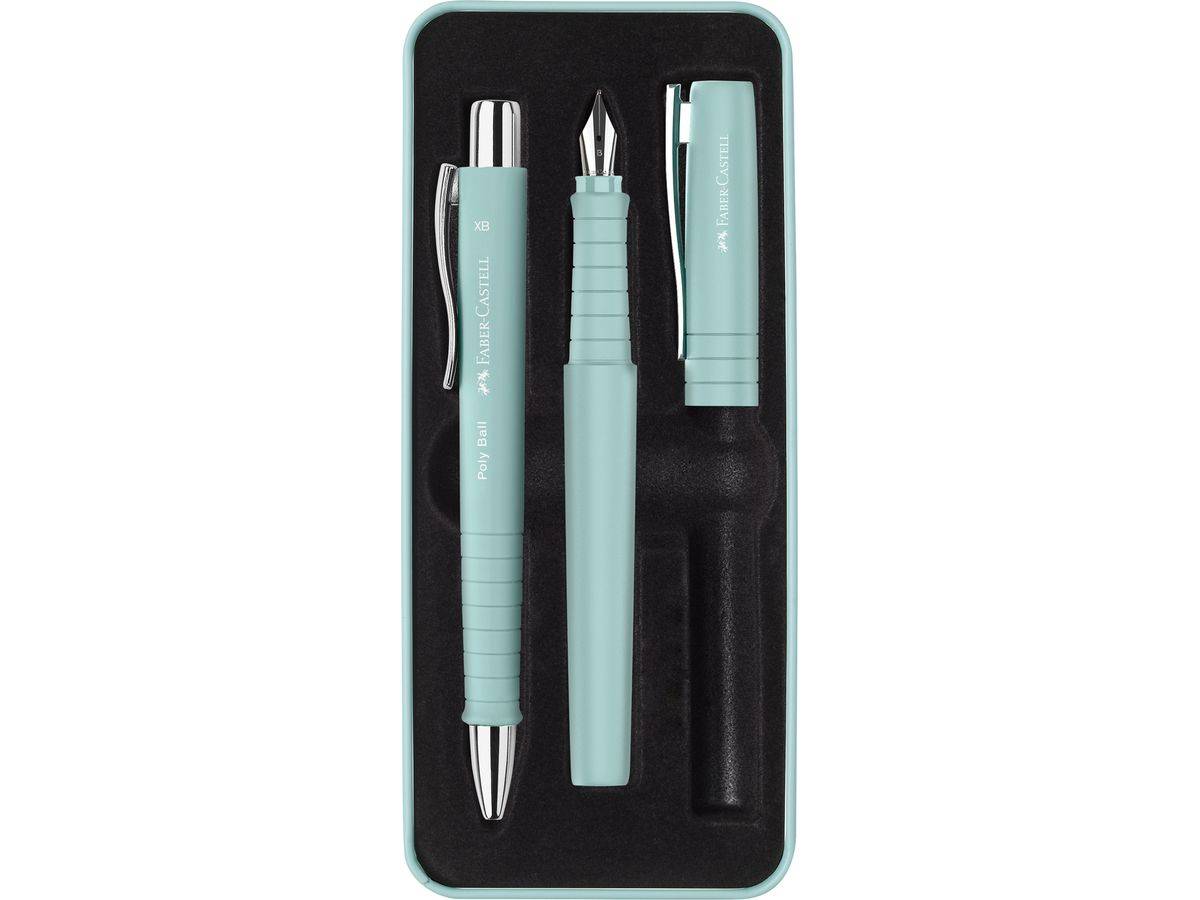 FABER-CASTELL - Set Poly Ball Pen caribic blue Füller+KS-0