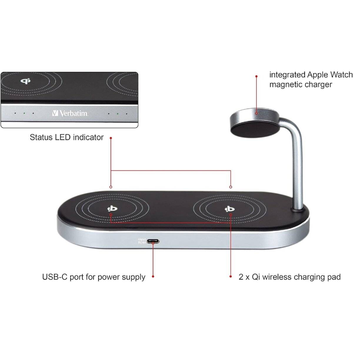 Verbatim Wireless Ladegerät 3-in-1 – Schnelles Aufladen-2