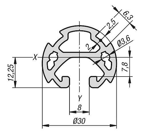 PROFILROHR Ø30, TYP I, P=Ø30, L=1000 ALUMINIUM-1