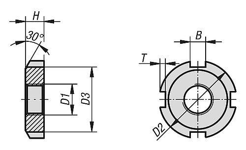 NUTMUTTER DIN981 M100X2, D2=130, H=18, STAHL VERZINKT-1