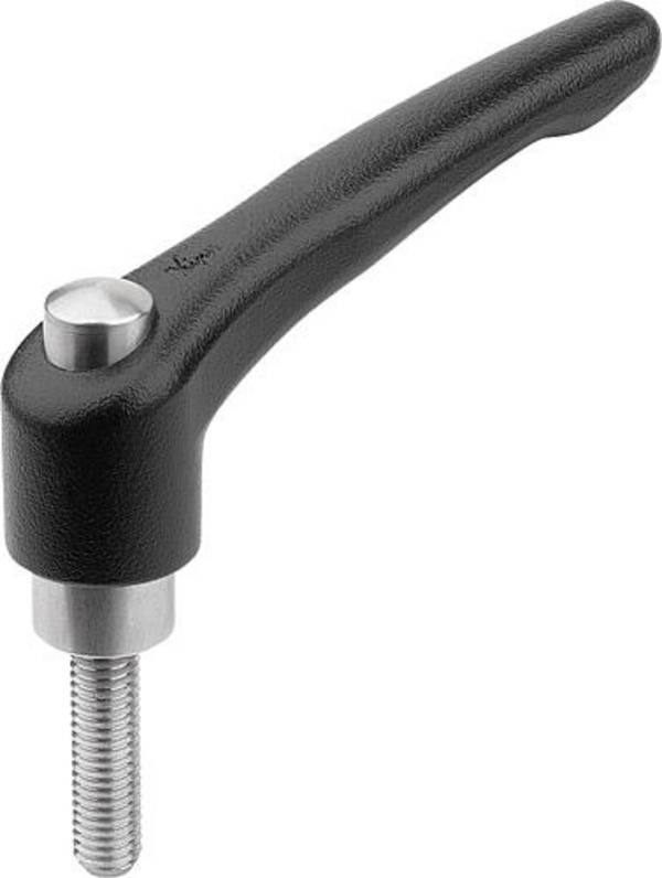 KLEMMHEBEL MIT SCHUTZKAPPE GR.2 M08X20, ZINK SCHWARZ RAL9005 STRUKTURMATT, KOMP:EDELSTAHL BLANK
