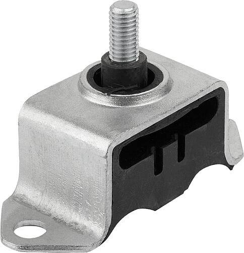 GUMMI-METALL-DECKENELEMENT AUßENGEWINDE M08X15, FORM:A, ECKIG, STAHL VERZINKT, KOMP:NATURKAUTSCHUK SHORE 45-0