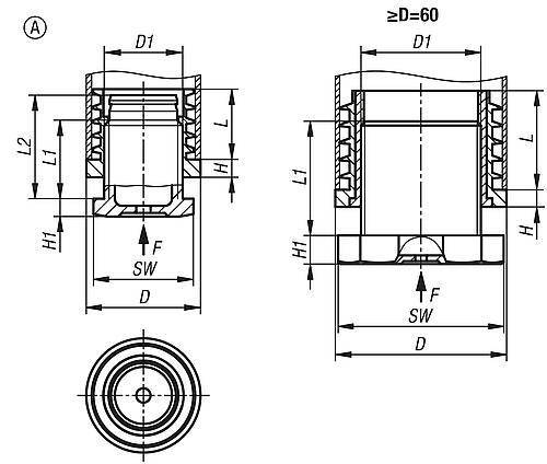 JUSTIERSTOPFEN OHNE EINSATZ, FORM:A RUND, D=35, L1=29 POLYAMID SCHWARZ, FÜR RUNDROHRE-1