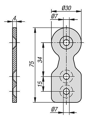 VERBINDERPLATTE, TYP I, P=Ø30, BN=6 STAHL-1