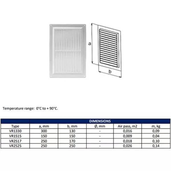 Lüftungsgitter rechteckig mit Grill 250x170 mm braun - VR2517B