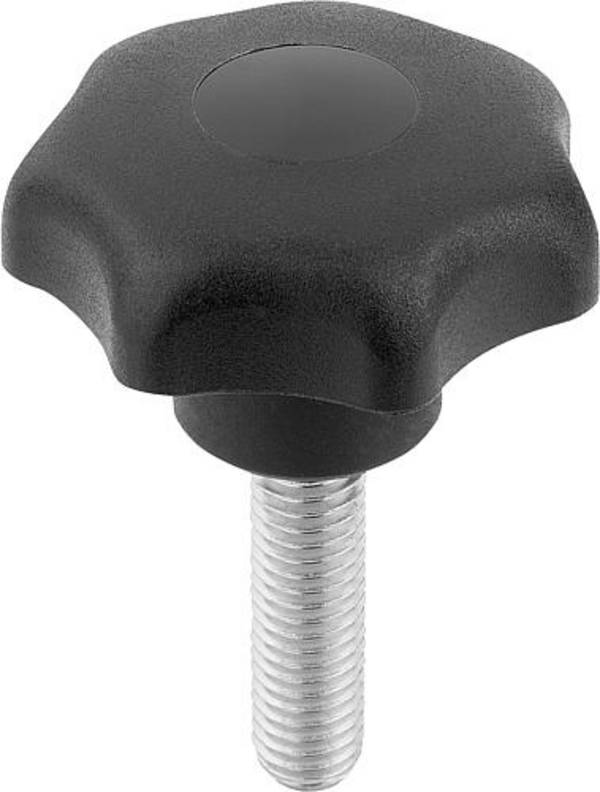 STERNGRIFF ÄHNLICH DIN6336 D=M10X30, D1=40 H=25, FORM:L, THERMOPLAST SCHWARZ, KOMP:EDELSTAHL