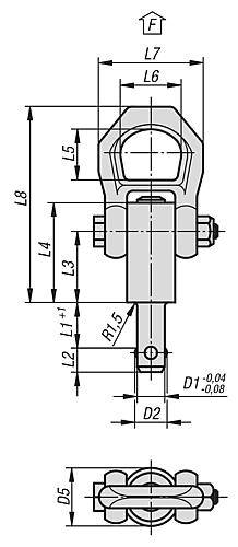 KUGELTRAGBOLZEN D1=8, L1=10, STAHL MANGAN-PHOSPHATIERT-1