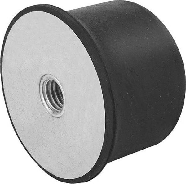 GUMMIPUFFER BALLIG INNENGEWINDEM10, D=50, H=35 STAHL, KOMP:ELAST. NATURKAUTSCHUK SHORE 70A, SCHWARZ