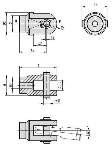 GABELGELENK FÜR GELENKKÖPFE STAHL, D=17-1