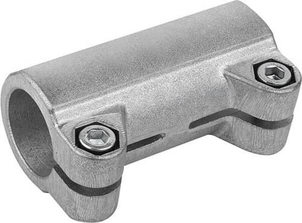 ROHRVERBINDER GERADE, FÜR RUNDROHRE, A=40,17, L=120, FORM:B, ALUMINIUM GLEITGESCHLIFFEN, KOMP:STAHL VERZINKT
