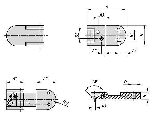SCHARNIER, FORM:A OVAL 57X30, EDELSTAHL A2 1.4301 GESTRAHLT-0