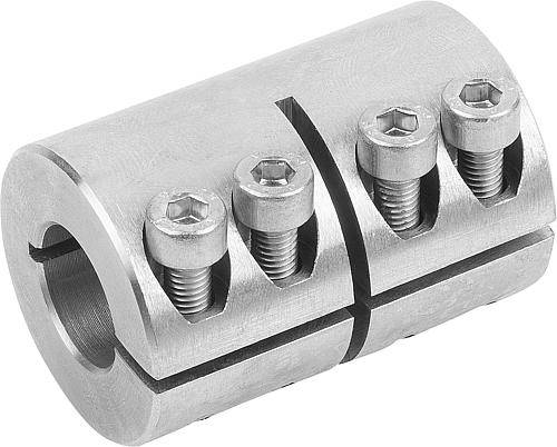 STARRE KUPPLUNG GESCHLITZT L=50 EDELSTAHL, D4=34, D1=16-0