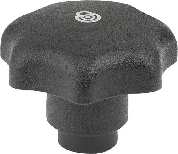 STERNGRIFF MIT SICHERHEITSFUNKTION GR.2 D=M05 D1=40, THERMOPLAST SCHWARZ RAL9005, KOMP:STAHL