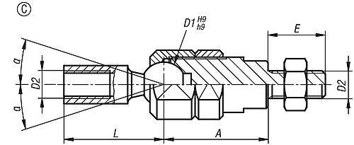 AXIALGELENK FESTSTELLBAR M10, FORM:C-1