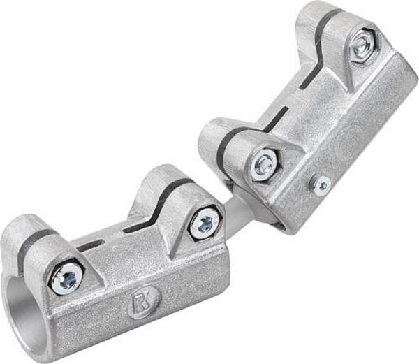 ROHRVERBINDER GERADE, FÜR RUNDROHRE, A=30,1, L=184, MIT DOPPELKUGELGELENK, ALUMINIUM GLEITGESCHLIFFEN, KOMP:STAHL